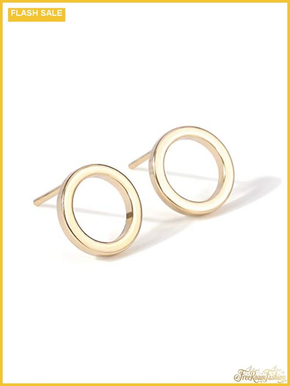 18K Gold Plated Circle Stud Earrings 10MM Minimalist Geometric Post